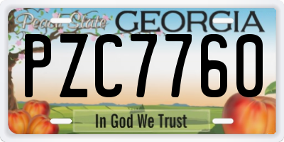 GA license plate PZC7760