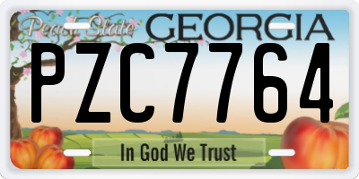 GA license plate PZC7764