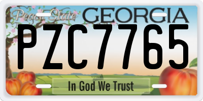 GA license plate PZC7765