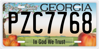 GA license plate PZC7768