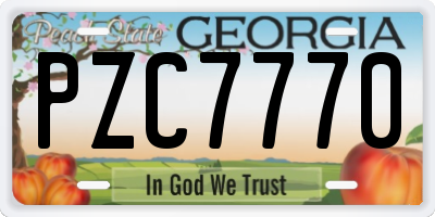 GA license plate PZC7770