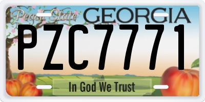 GA license plate PZC7771