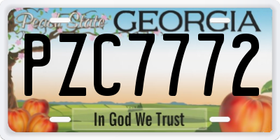 GA license plate PZC7772
