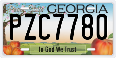 GA license plate PZC7780