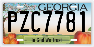 GA license plate PZC7781