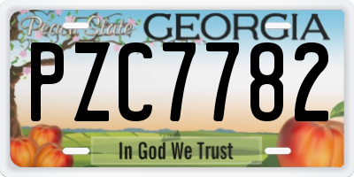 GA license plate PZC7782