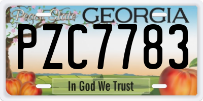 GA license plate PZC7783