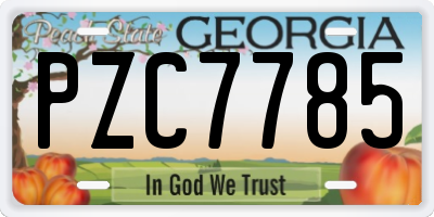 GA license plate PZC7785