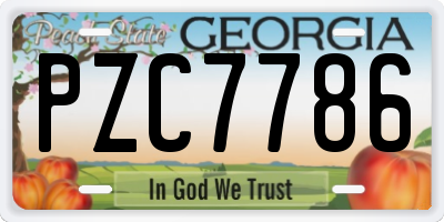 GA license plate PZC7786