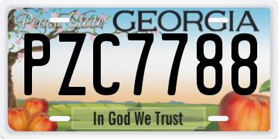 GA license plate PZC7788