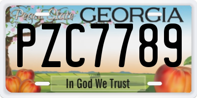 GA license plate PZC7789