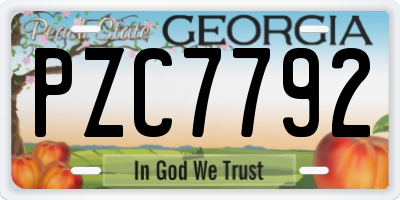 GA license plate PZC7792