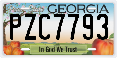 GA license plate PZC7793
