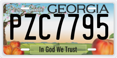 GA license plate PZC7795