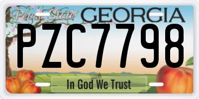 GA license plate PZC7798