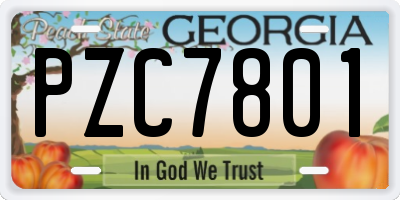 GA license plate PZC7801