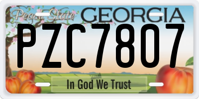 GA license plate PZC7807
