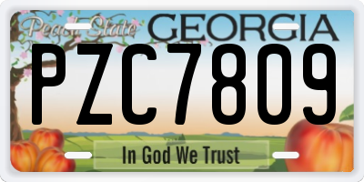 GA license plate PZC7809
