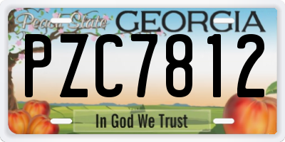 GA license plate PZC7812