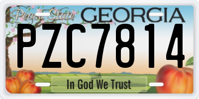 GA license plate PZC7814