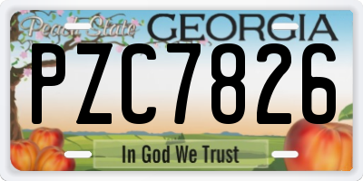 GA license plate PZC7826