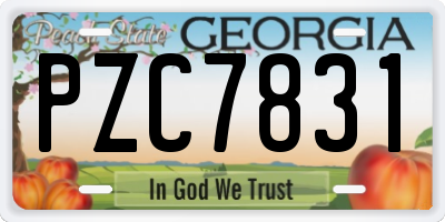 GA license plate PZC7831