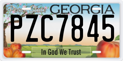 GA license plate PZC7845