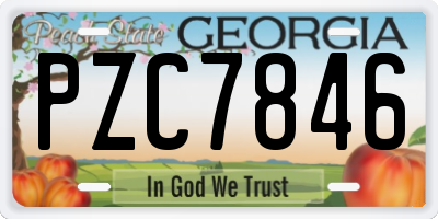 GA license plate PZC7846