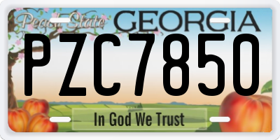 GA license plate PZC7850