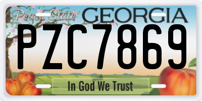 GA license plate PZC7869