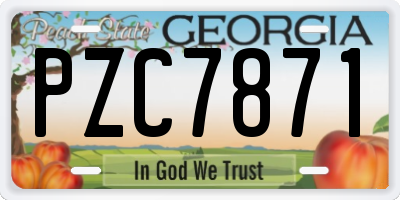 GA license plate PZC7871