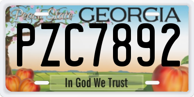 GA license plate PZC7892