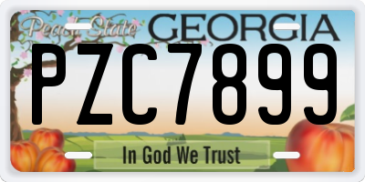GA license plate PZC7899