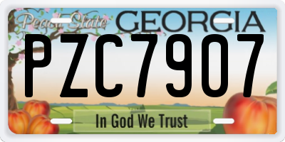GA license plate PZC7907