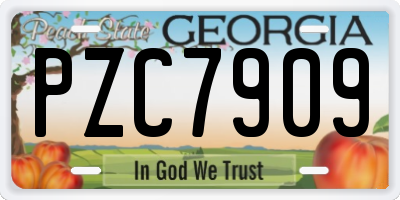 GA license plate PZC7909
