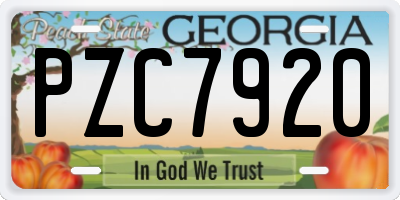 GA license plate PZC7920