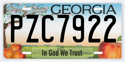 GA license plate PZC7922