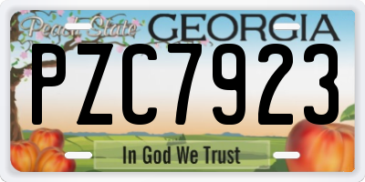 GA license plate PZC7923