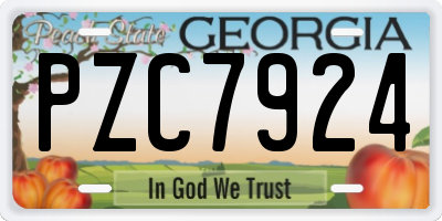 GA license plate PZC7924
