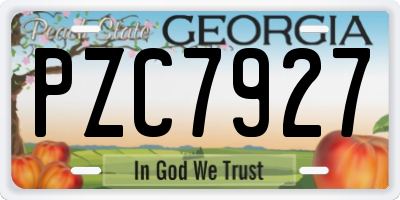 GA license plate PZC7927