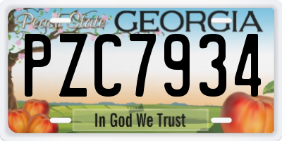 GA license plate PZC7934