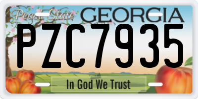 GA license plate PZC7935