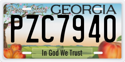 GA license plate PZC7940
