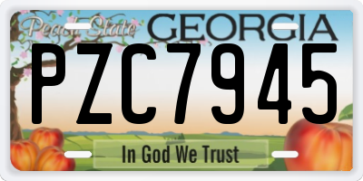 GA license plate PZC7945
