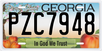 GA license plate PZC7948