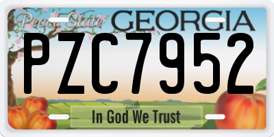 GA license plate PZC7952