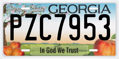 GA license plate PZC7953