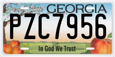 GA license plate PZC7956