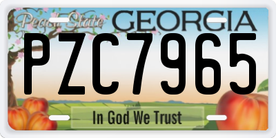 GA license plate PZC7965