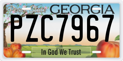 GA license plate PZC7967